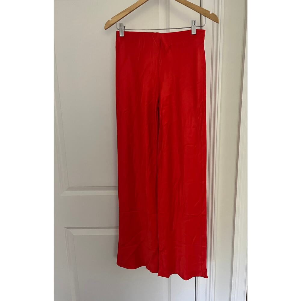 Anthropologie women’s sateen wide leg pants Sz. XS red coral